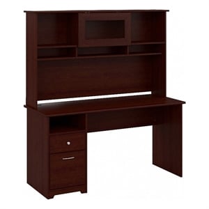 Atlin Designs 60&quot Contemporary Wood Hutch/Drawers L-Computer Desk in Cherry