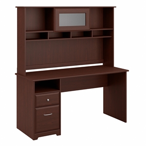 atlin designs 60w computer desk with hutch and drawers in harvest cherry