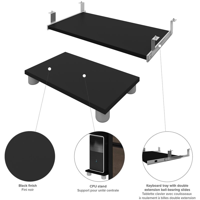 Atlin Designs Contemporary 5 Piece Wood U Shaped Computer Desk in Antigua/Black
