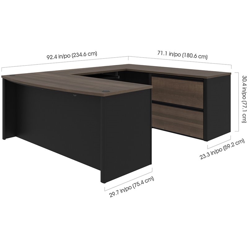 Atlin Designs Contemporary 5 Piece Wood U Shaped Computer Desk in Antigua/Black