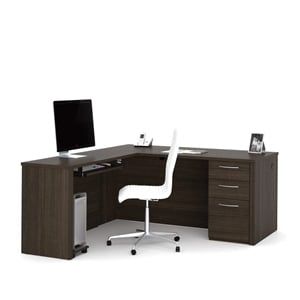 Atlin Designs 66&quot L-Desk in Dark Chocolate