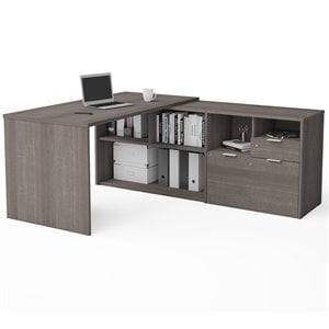 atlin designs l shape computer desk in bark gray