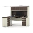 Atlin Designs L-Desk with Hutch in White Chocolate and Antigua
