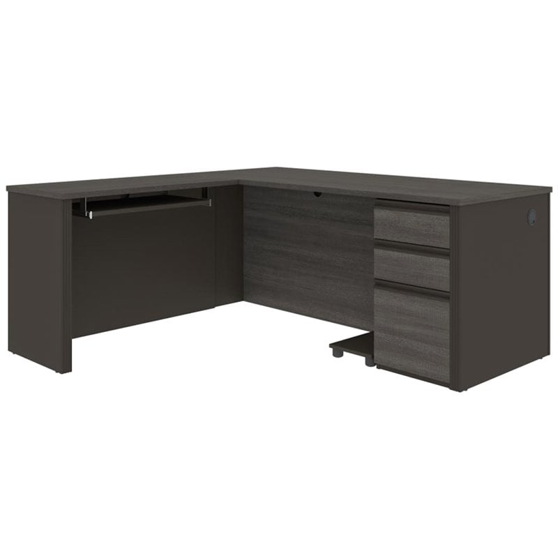 Atlin Designs 4 Piece L Shaped Computer Desk in Bark Gray and Slate