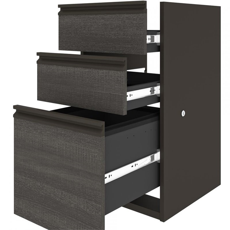 Atlin Designs 5 Piece Wood L Shaped Computer Desk with Hutch in Bark Gray