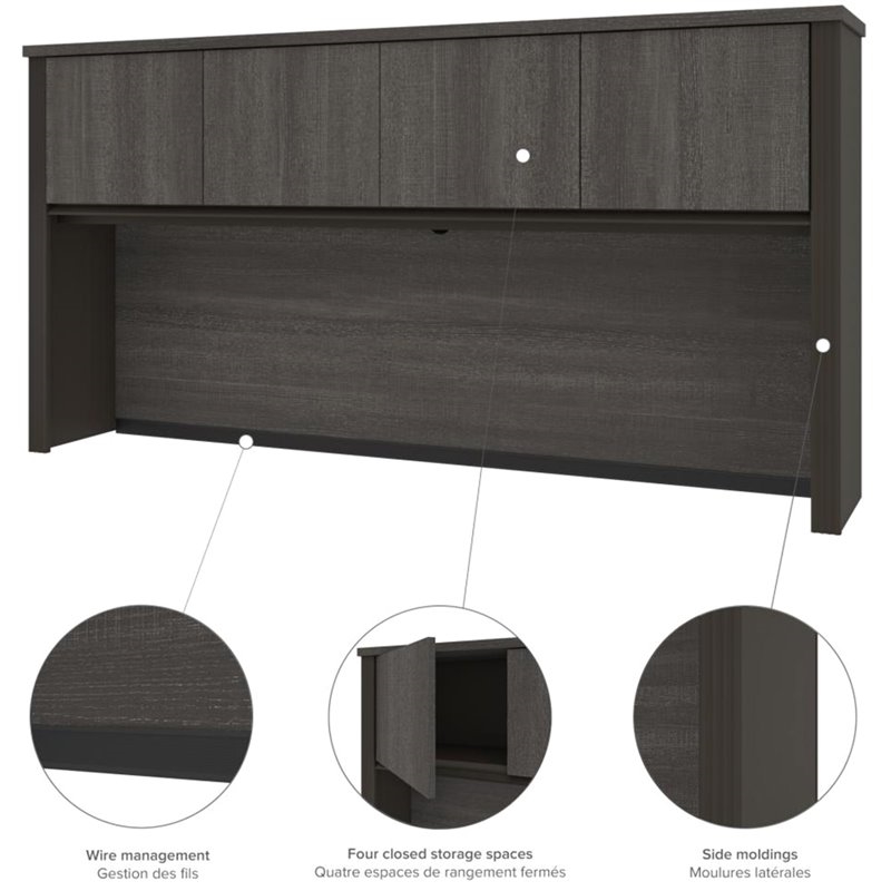 Atlin Designs 5 Piece Wood L Shaped Computer Desk with Hutch in Bark Gray