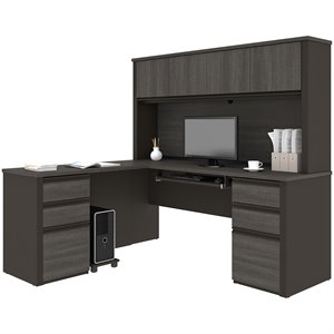 atlin designs 6 piece l shaped computer desk with hutch in bark gray