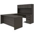 Atlin Designs 6 Piece U Shaped Computer Desk with Hutch in Bark Gray