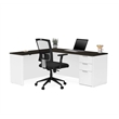 Atlin Designs L Desk in White and Deep Gray