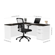Atlin Designs L Desk in White and Deep Gray