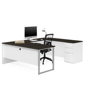 atlin designs u desk in white and deep gray