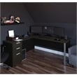 Atlin Designs Modern Wood/Metal L Desk with Metal Leg in Deep Gray/Black