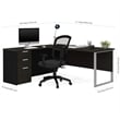 Atlin Designs Modern Wood/Metal L Desk with Metal Leg in Deep Gray/Black