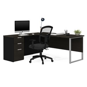 atlin designs l desk with metal leg in deep gray and black