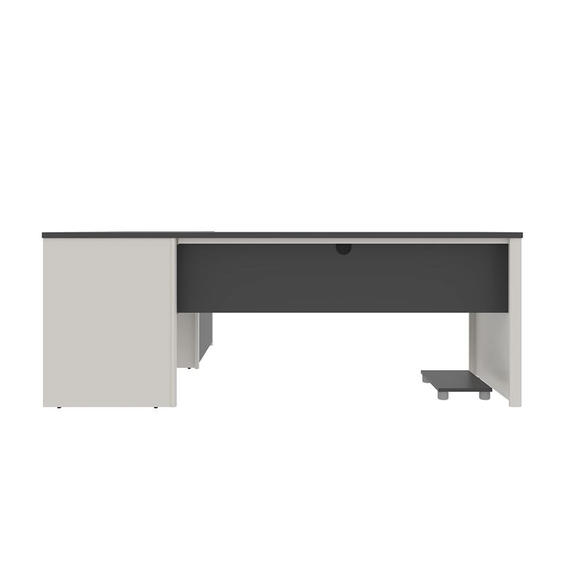 Atlin Designs L-Shaped Desk with 1 Oversized Pedestal in Sandstone & Slate