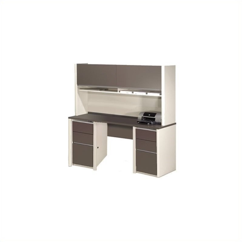 Atlin Designs Office Credenza and Hutch with 2 Pedestals