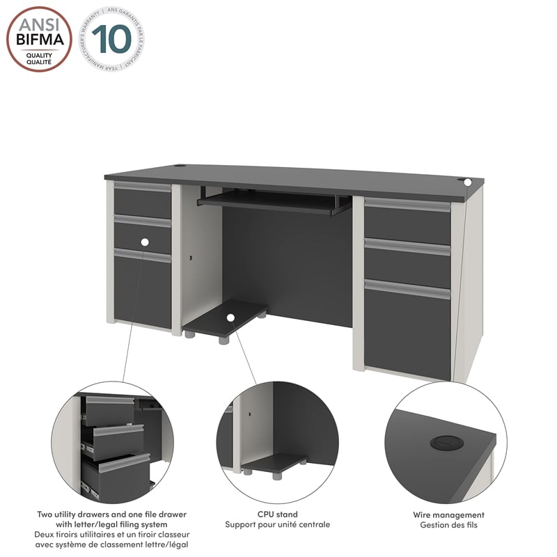 Atlin Designs Home Office Set with 2 Pedestals in Sandstone and Slate