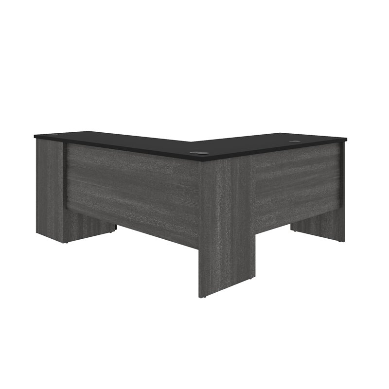 Atlin Designs Modern Wood L Shaped Computer Desk in Black/Bark Gray