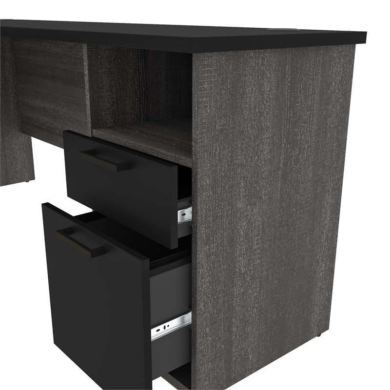 Atlin Designs Modern Wood L Shaped Computer Desk in Black/Bark Gray