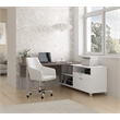Atlin Designs L-Desk with legs in White and Bark Grey