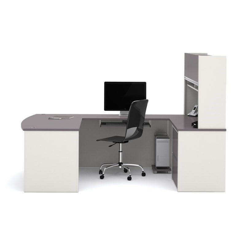 Atlin Designs U-Shape Home Office Set with 1 Oversized Pedestal in Sandstone