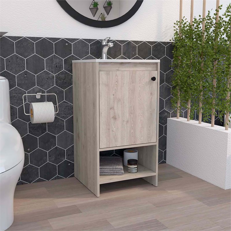Atlin Designs Modern Metal Free Standing Vanity Cabinet in Light Gray