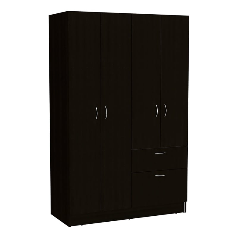 Atlin Designs 5-Shelf Modern Wood Bedroom Armoire in Black/White