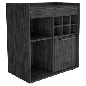 atlin designs modern wood bar cart with one cabinet in smokey oak black