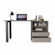 Atlin Designs Modern Wood Desk with 2-Drawer & 2 Shelves in Light Gray