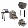 Atlin Designs Modern Wood Desk with 2-Drawer & 2 Shelves in Light Gray