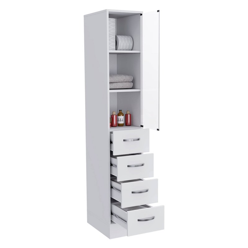 Atlin Designs Wood Linen Cabinet with 3 Shelves & 3-Drawer in White