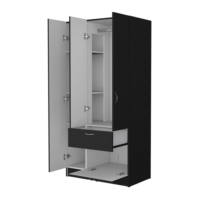 Atlin Designs Modern Wood Armoire with Two Cabinets in Black