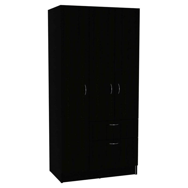Atlin Designs Modern Wood Armoire with Two Cabinets in Black