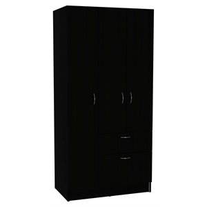 atlin designs modern wood armoire with two cabinets in black/white