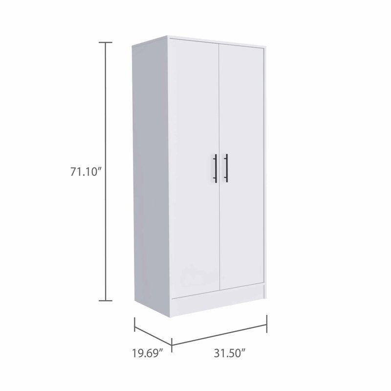 Atlin Designs Modern 2-Door Wood Armoire with 1 Hidden Drawer in White