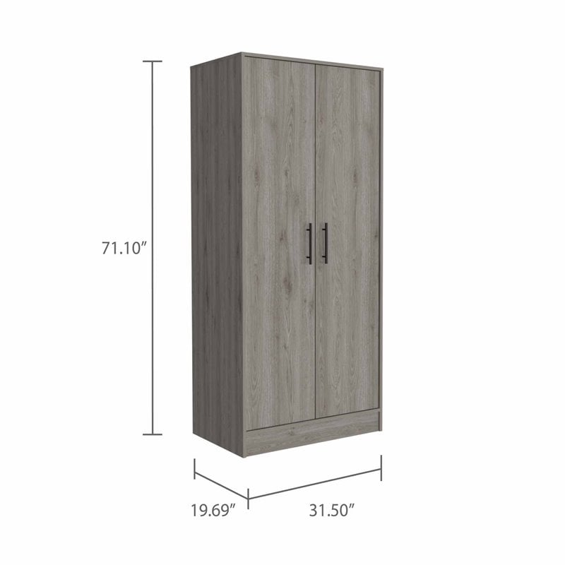 Atlin Designs Modern Wood Bedroom Armoire with Two Doors in Gray