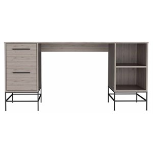 atlin designs modern wood desk with 2- drawer in light gray