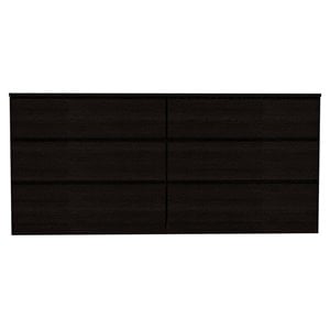 Atlin Designs Modern 6-Drawer Wood Bedroom Double Dresser in Black