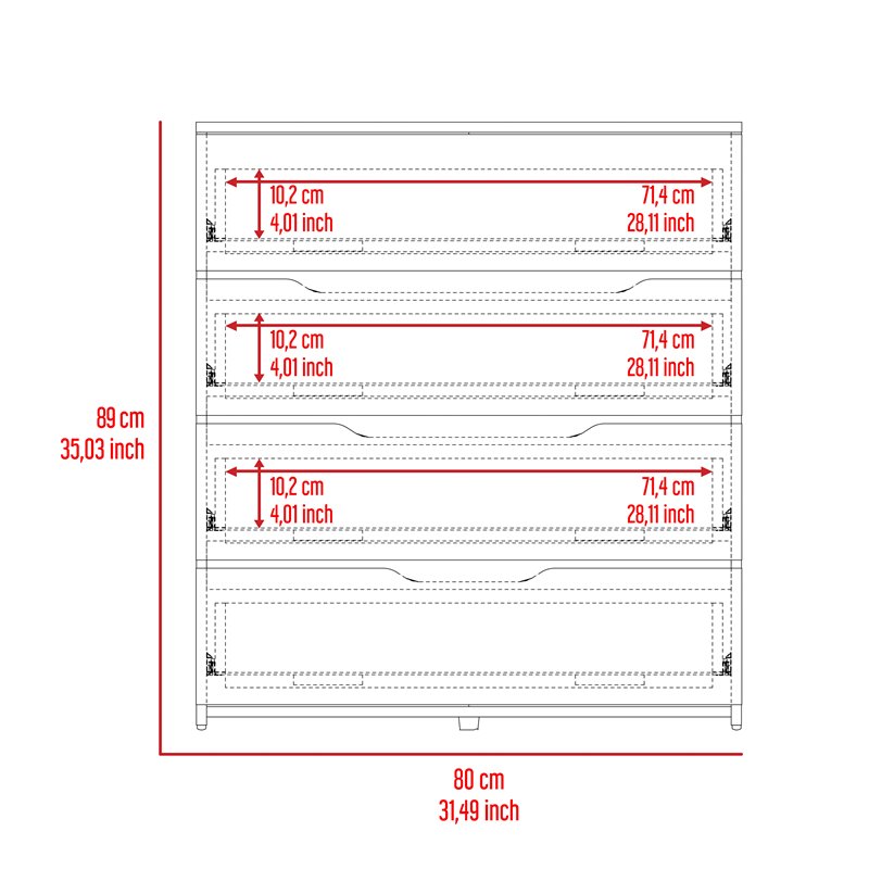 Atlin Designs Modern 4-Drawer Wood Bedroom Dresser in White/Light Oak