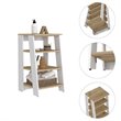 Atlin Designs Modern Wood Linen Cabinet with 4-Shelf in Light Oak/White