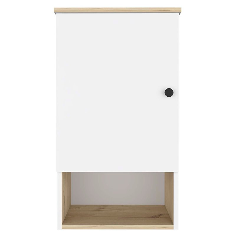 Atlin Designs Modern Wood Bathroom Medicine Cabinet in Light Oak/White