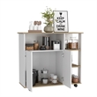 Atlin Designs Modern Wood Kitchen Island with 4 Open Shelves in Light Oak/White
