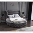 Atlin Designs Modern King Size Bed in Gray Velvet