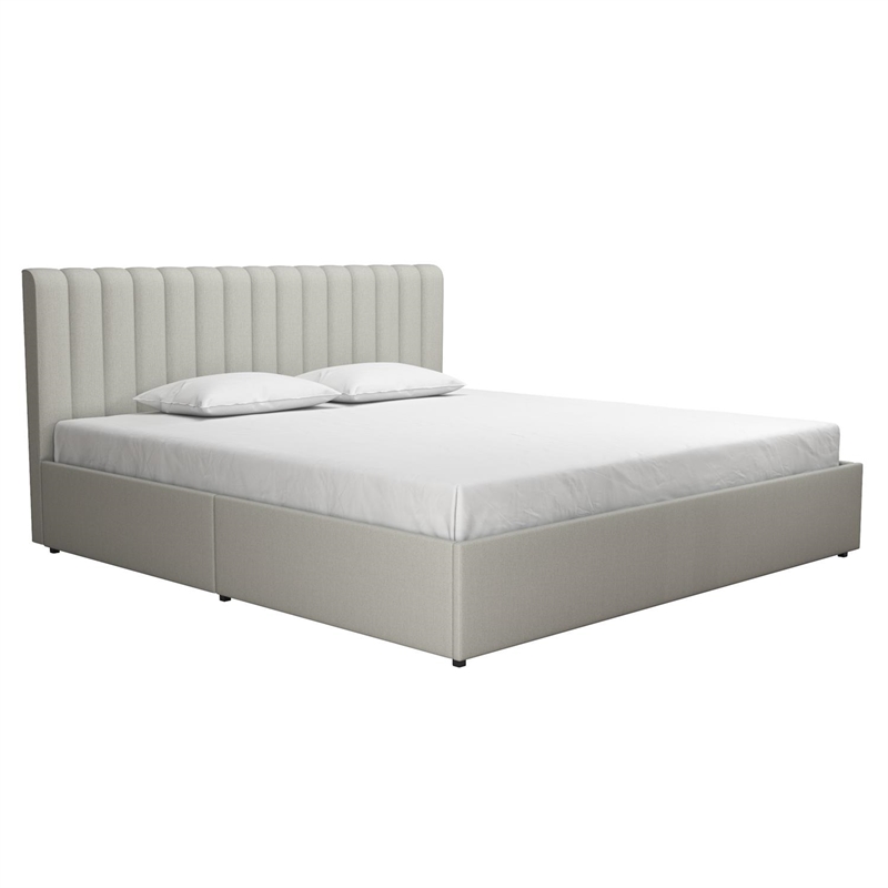 Atlin Designs Modern Upholstered King Bed with Storage Drawers