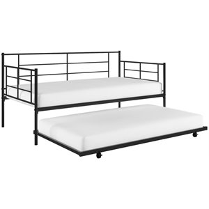 atlin designs modern metal daybed with trundle full/twin size in black