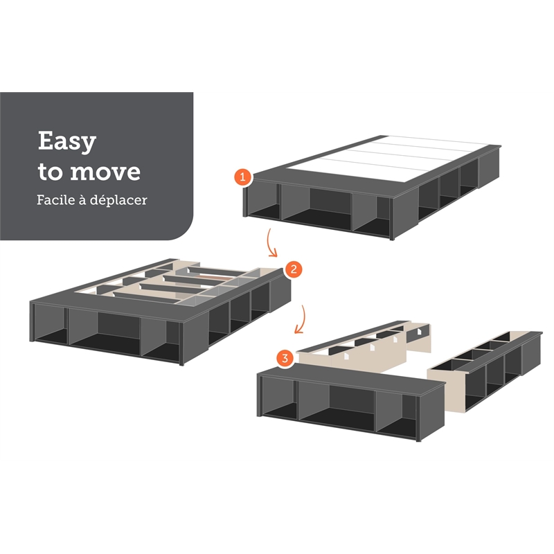 Atlin Designs Modern Wood Queen Bed with Storage and Baskets in White