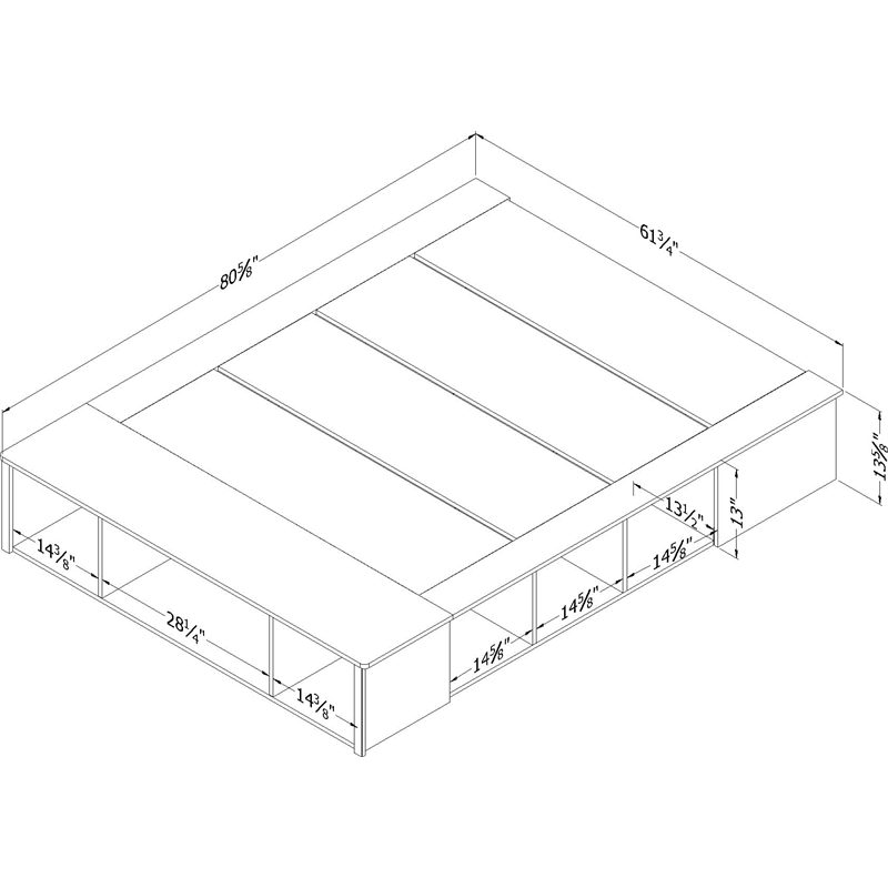 Atlin Designs Modern Wood Queen Bed with Storage and Baskets in White