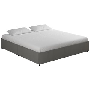 atlin designs modern king platform bed with storage drawers in gray linen