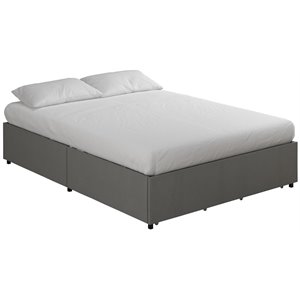 atlin designs modern queen platform bed with storage drawers in gray linen