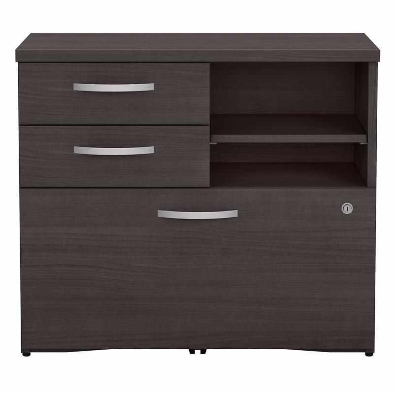 Atlin Designs Modern Office Storage Cabinet with Drawers in Storm Gray